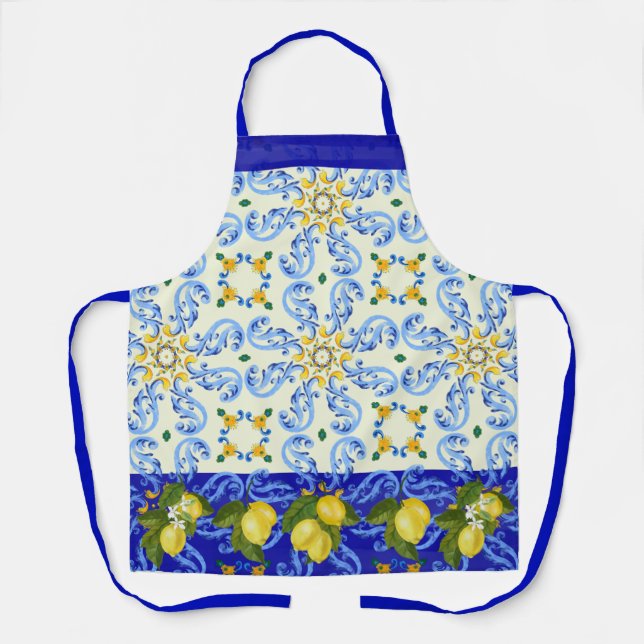 Tablier Joli Carrelage Talavera Tout-En Imprimer Citrons D (Recto)