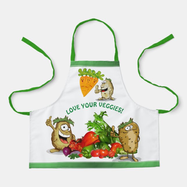 Tablier Joli Carton Légume Texte Personnalisé Apron Enfant (Recto)