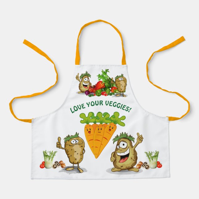Tablier Joli Carton Légume Texte Personnalisé Apron Enfant (Recto)