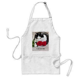 Tablier Joli chat avec la rose rouge