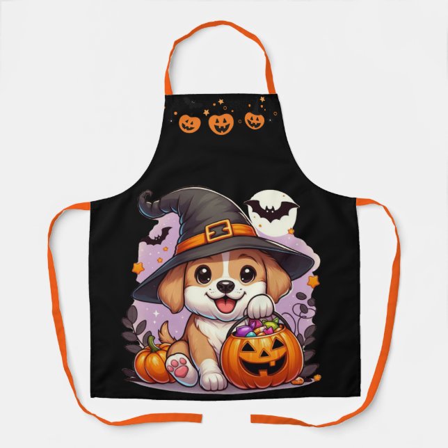 Tablier Joli chien/chien mignon d'Halloween (Recto)