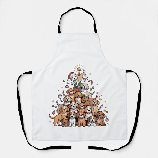 Tablier Joli chien d'arbre de Noël de Noël   (Recto)