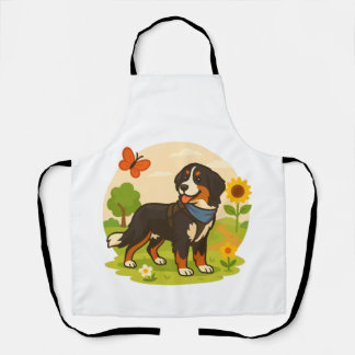 Tablier Joli chien de montagne bernois avec tournesol et b