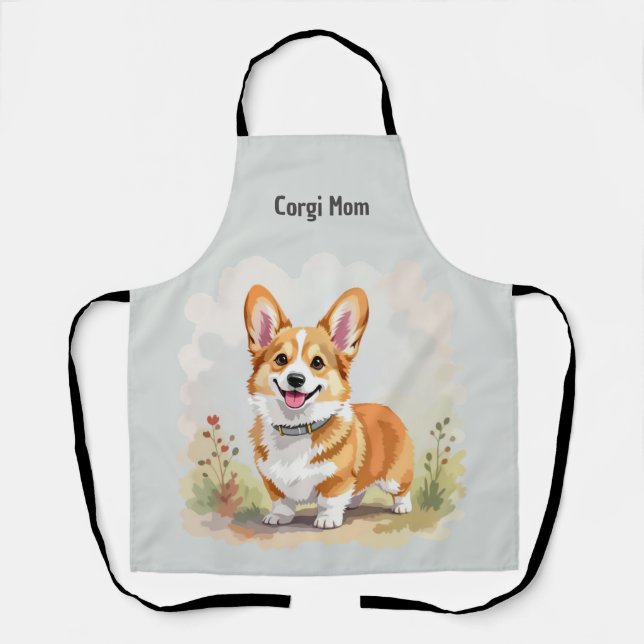 Tablier Joli chien Pembroke Welsh Corgi rouge (Recto)