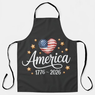 Tablier Joli cœur de drapeau 1776-2026 4 juillet 250e