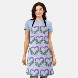 Tablier Joli cœur floral lavande