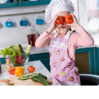 Tablier Joli Cupcake de Chef Personnalisé avec des pois ro