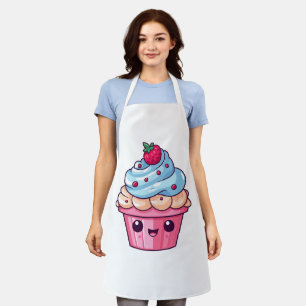 Tablier Joli dessin animé cupcake sourire heureux