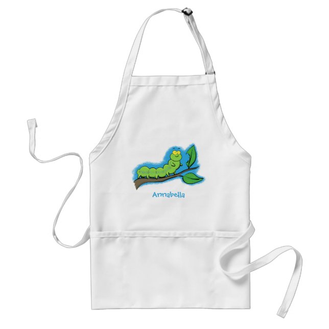 Tablier Joli dessin animé de chenille verte mignonne (Devant)