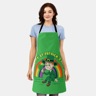 Tablier Joli dessin animé leprechaun avec shamrock et arc-