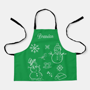 Tablier Joli dessin Snowman Snowflakes Noël hiver