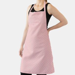 Tablier Joli deux tons rose à pois personnalisé