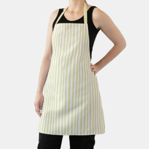 Tablier Joli Élégant Jaune Pâle et Rayures Blanches