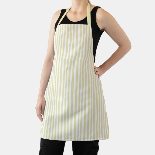 Tablier Joli Élégant Jaune Pâle et Rayures Blanches (Insitu)