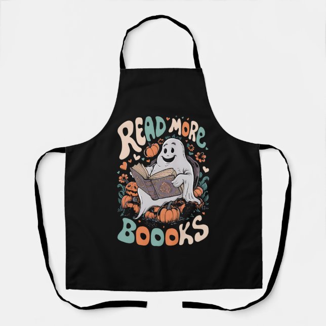 Tablier Joli fantôme lit plus de livres enseignant Hallowe (Recto)