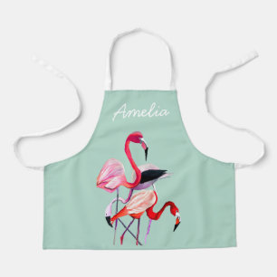 Tablier Joli flamant rose sur bleu