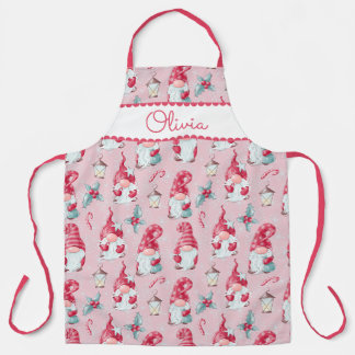 Tablier Joli Gnome de Noël Fête de la Pâtisserie Nom Perso