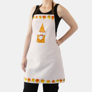 Tablier Joli gnome et feuilles d'automne sur beige clair