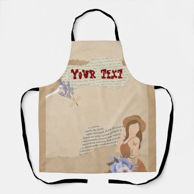 Tablier Joli gris, fleur, papillon et texte  (Recto)