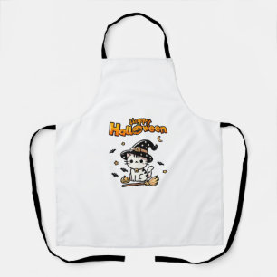 Tablier Joli Halloween sorcière de chat avec chauves-souri