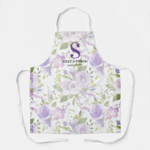 Tablier Joli initiale de nom floral violet