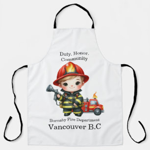 Tablier Joli jeune pompier en tenue rouge