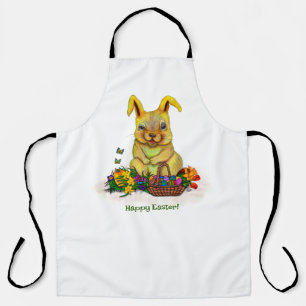 Tablier Joli lapin de Pâques avec oeufs et fleurs