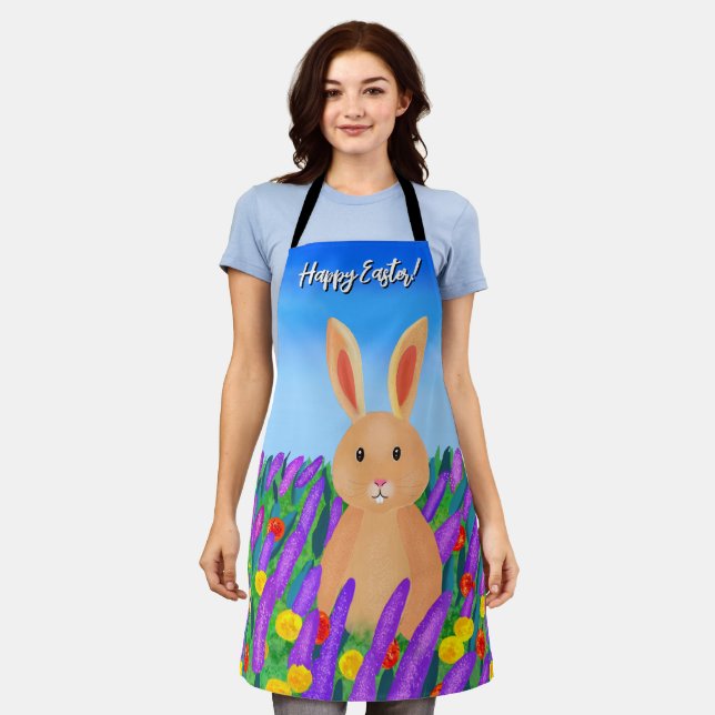 Tablier Joli lapin de Pâques dans les fleurs (Porté)