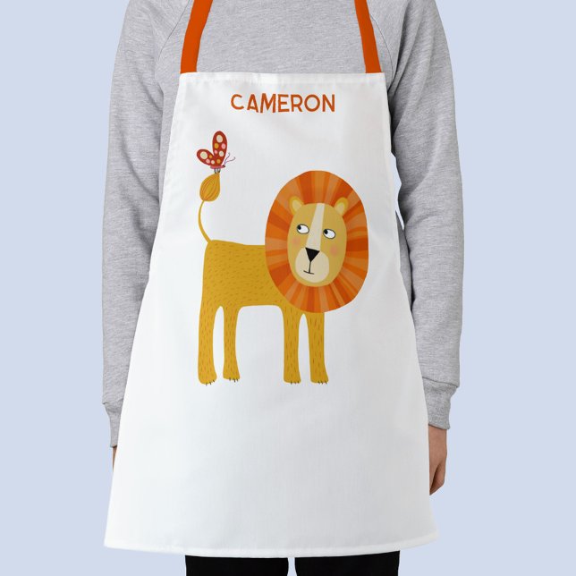 Tablier Joli Lion Nom Personnalisé (Pesonalized custom name fun lion apron)