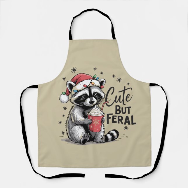 Tablier Joli Mais Feral Christmas Raccoon mignon Animal No (Recto)