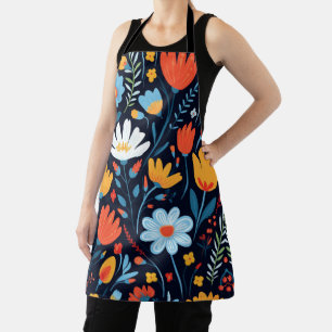 Tablier Joli modèle floral noir féminin
