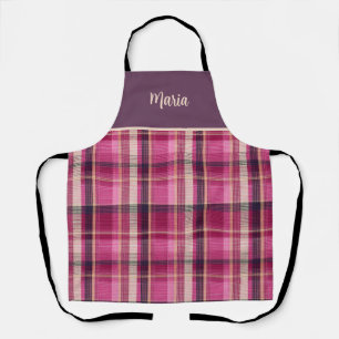 Tablier Joli motif à carreaux gingham rose personnalisé