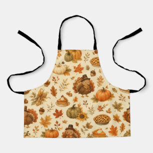 Tablier Joli motif aquarelle de Thanksgiving avec des dind