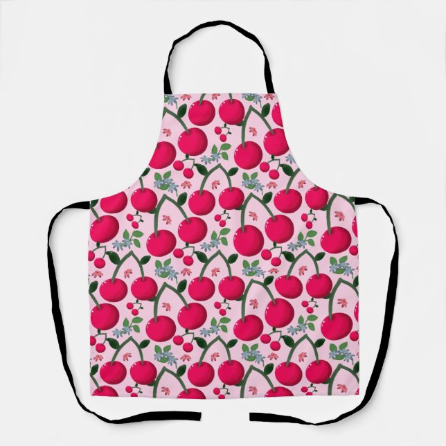 Tablier Joli motif Cerise, Fruit Kawaii brillant (Recto)