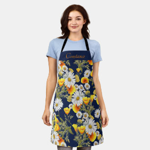 Tablier Joli motif de camomille et de pavots personnalisé