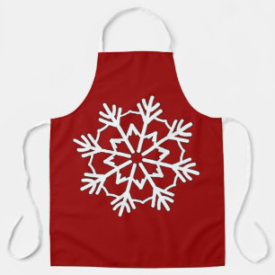Tablier Joli motif de flocon de neige rouge foncé