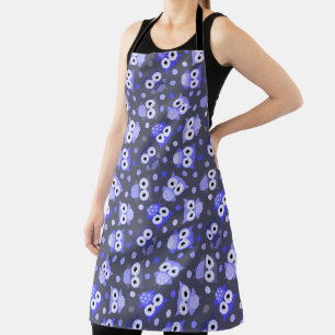 Tablier Joli motif de hibou coloré bleu