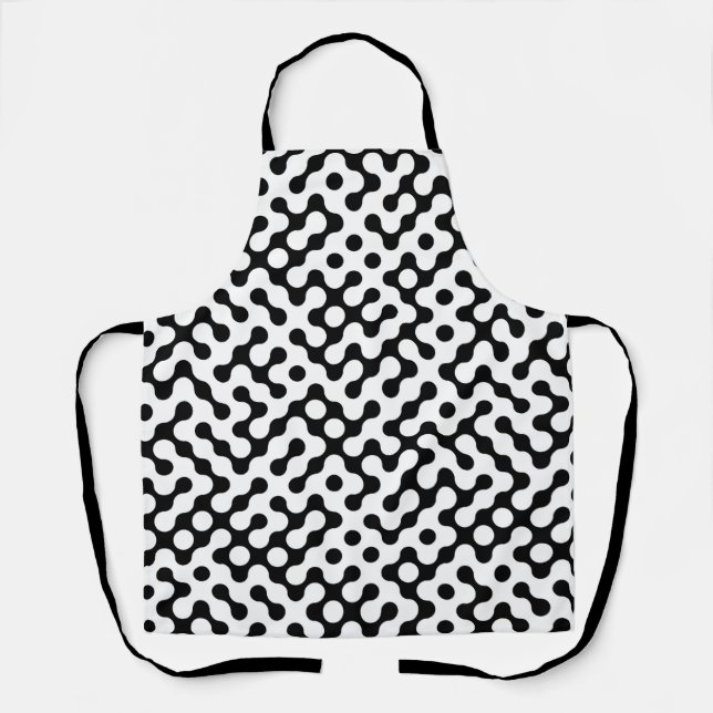 Tablier Joli motif de labyrinthe noir et blanc (Recto)