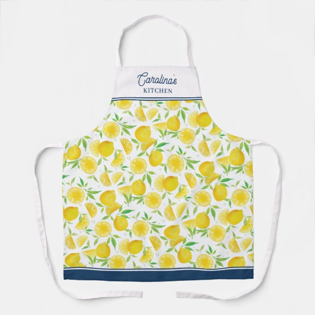 Tablier Joli Nom Citron Aquarelle (Recto)