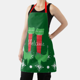 Tablier Joli nom de lutin rose flocons de Noël