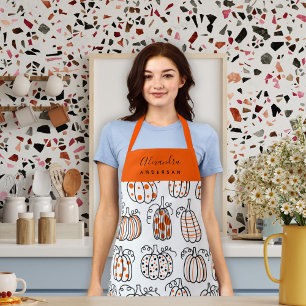 Tablier Joli Nom de Motif de Citrouille Orange dans un Scr