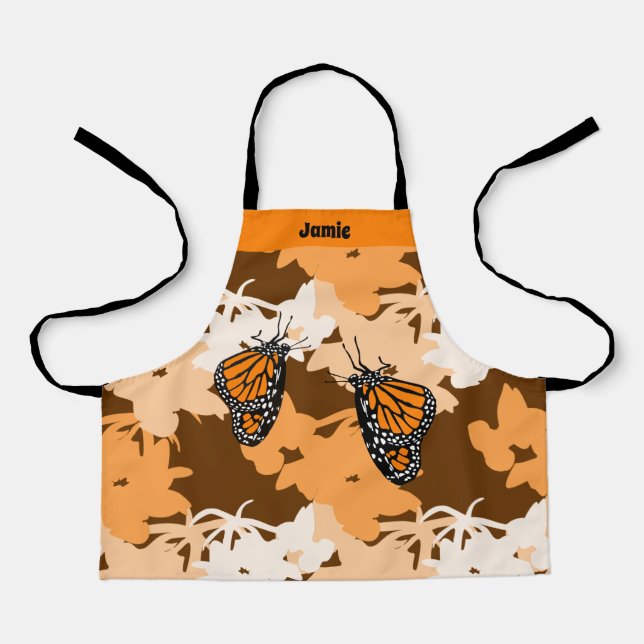 Tablier Joli papillon monarch stylisé orange (Recto)