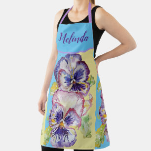 Tablier Joli Pastel Floral Pansy Pink Blue Womans Apron