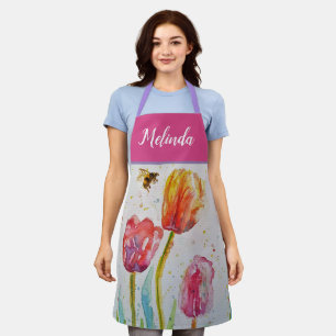 Tablier Joli Pastel Floral Tulip Pink Bee Womans Apron