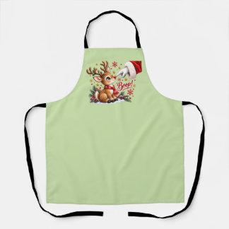 Tablier Joli Père Noël et Boop sur le Nez de Renne Noël