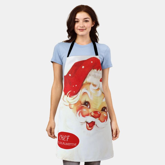 Tablier Joli Père Noël Rouge de Fêtes (Porté)