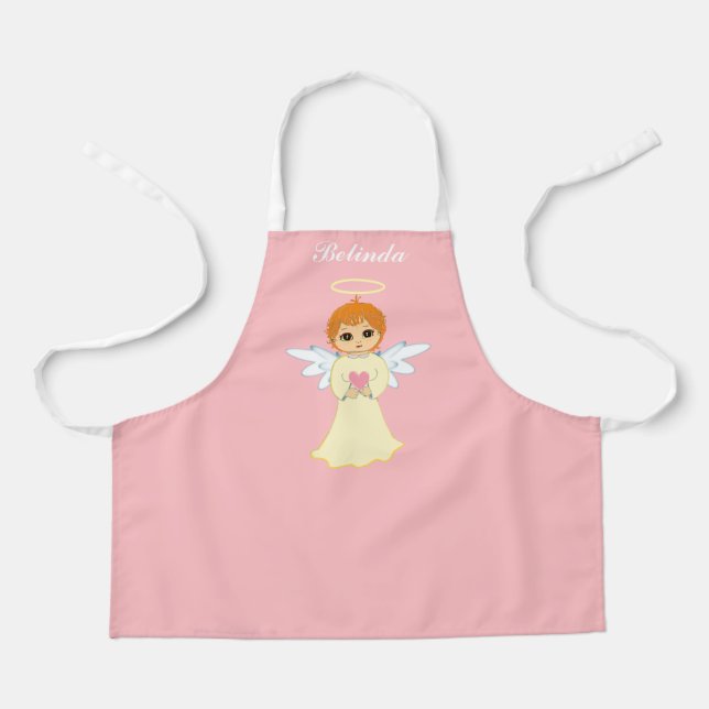 Tablier Joli petit ange sur fond rose clair (Recto)