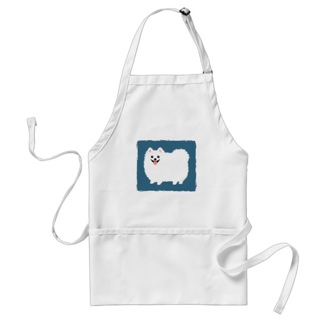 Tablier Joli Pomeranian Blanc (Devant)