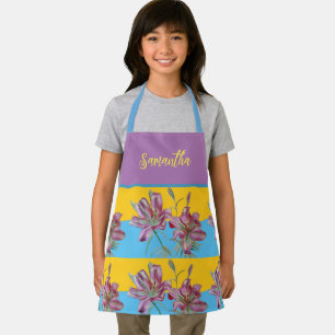 Tablier Joli rose Lily Aquarelle Cuisine Floral Apron