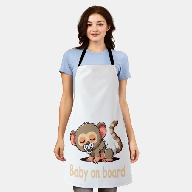 Tablier Joli Singe Dormant de Dessin Animé | Bébé à Bord d (Porté)